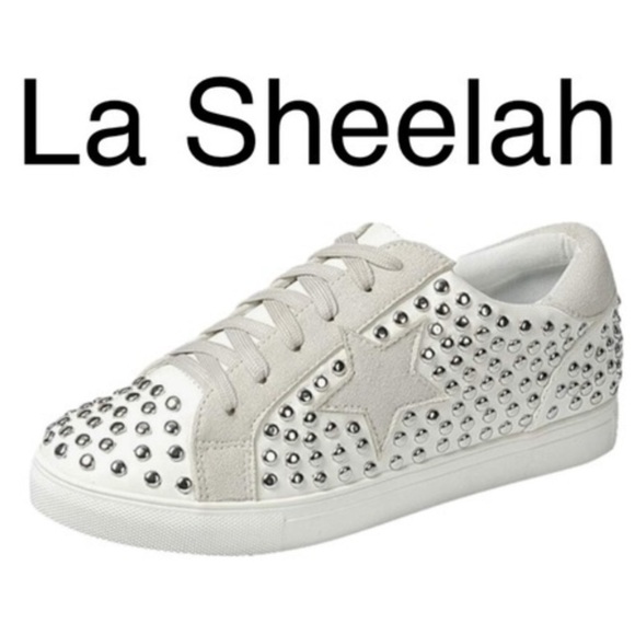 La Sheelah Jump Back Studded Star sneakers Size 8 - Picture 3 of 7